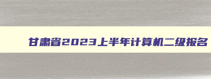 甘肃省2023上半年计算机二级报名