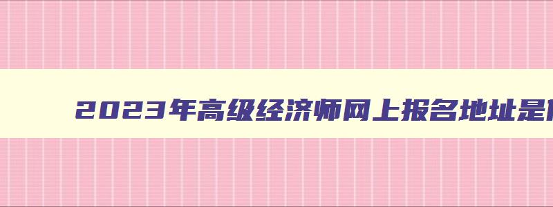 2023年高级经济师网上报名地址是什么