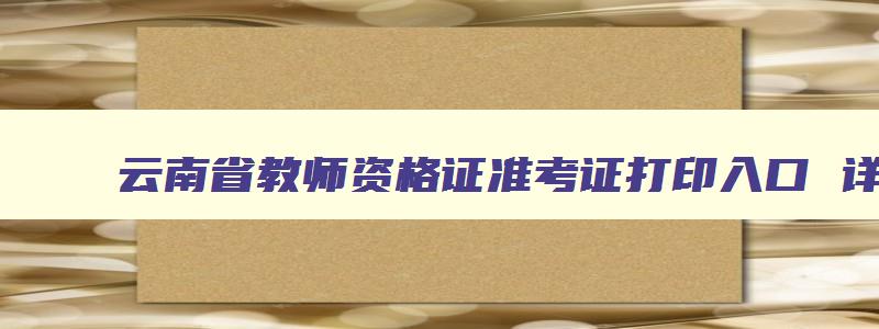 云南省教师资格证准考证打印入口