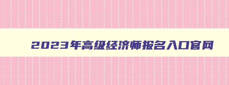 2023年高级经济师报名入口官网,2023年高级经济师报名入口