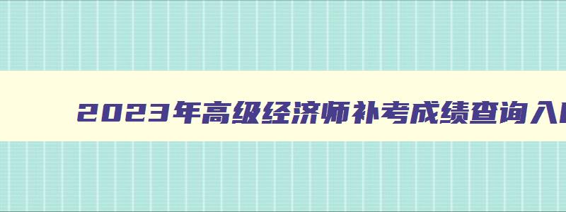 2023年高级经济师补考成绩查询入口在哪