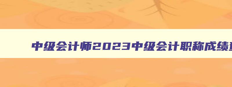 中级会计师2023中级会计职称成绩查询