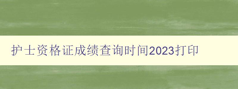 护士资格证成绩查询时间2023打印