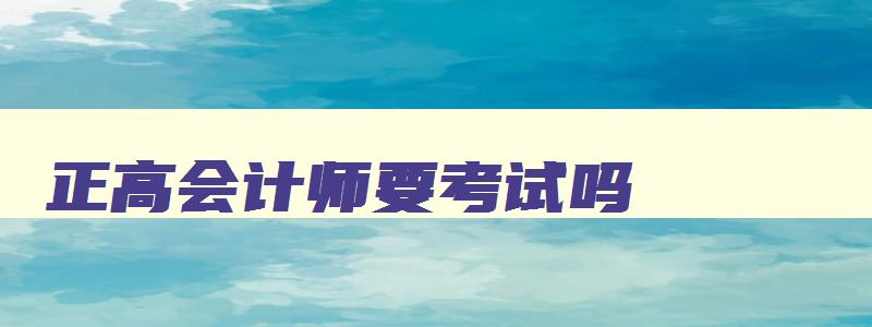 正高会计师要考试吗,正高会计师职称叫什么