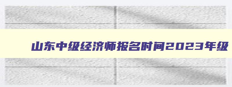 山东中级经济师报名时间2023年级,山东中级经济师报名时间2023年