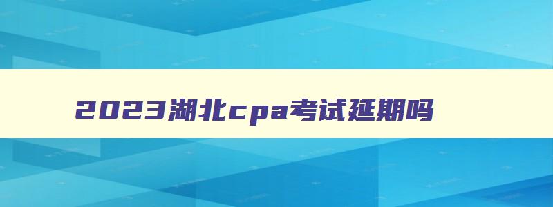 2023湖北cpa考试延期吗