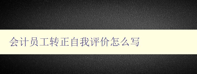 会计员工转正自我评价怎么写