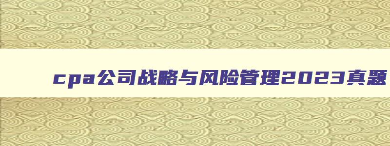 cpa公司战略与风险管理2023真题（cpa公司战略与风险管理2023真题答案）