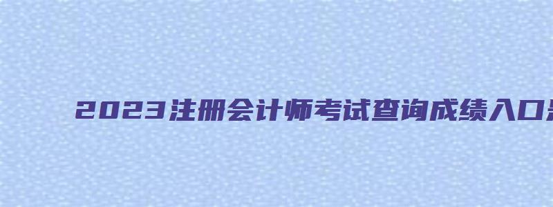 2023注册会计师考试查询成绩入口是中国注册会计师协会（中国注册会计师考试成绩查询时间）
