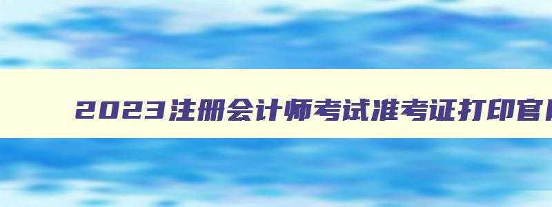 2023注册会计师考试准考证打印官网,2023年注册会计师考试准考证打印