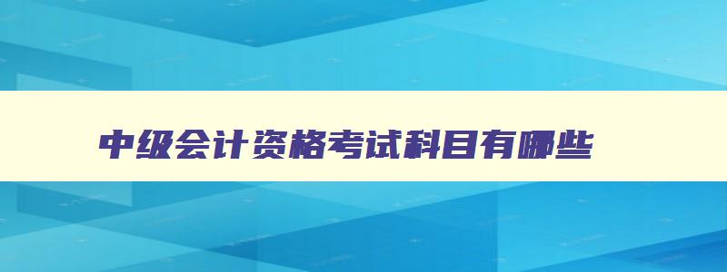 中级会计资格考试科目有哪些