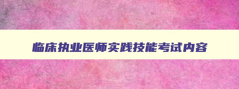 临床执业医师实践技能考试内容