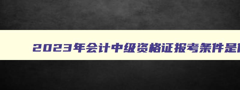 2023年会计中级资格证报考条件是什么样的,2023年会计中级资格证报考条件是什么