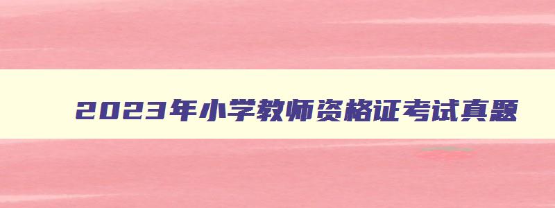 2023年小学教师资格证考试真题