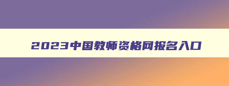 2023中国教师资格网报名入口