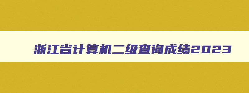 浙江省计算机二级查询成绩2023