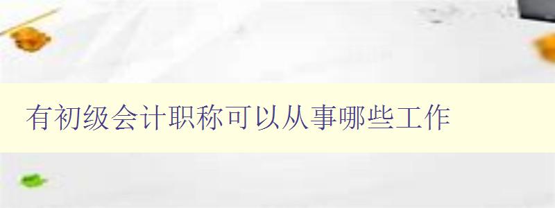 有初级会计职称可以从事哪些工作