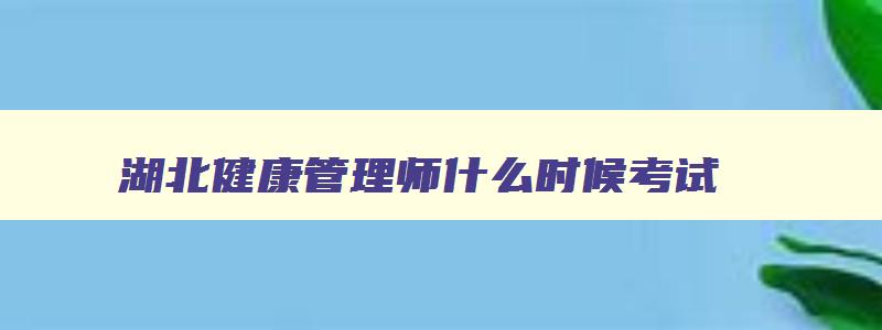 湖北健康管理师什么时候考试