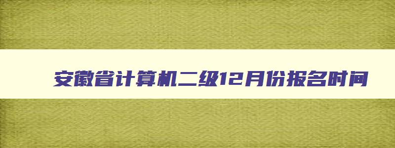 安徽省计算机二级12月份报名时间