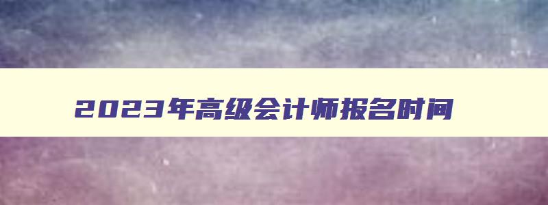 2023年高级会计师报名时间