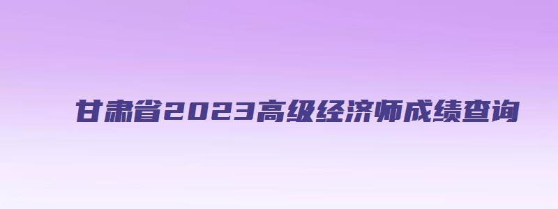 甘肃省2023高级经济师成绩查询（甘肃省2023高级经济师成绩查询时间）
