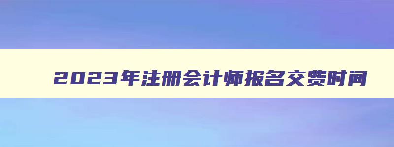 2023年注册会计师报名交费时间