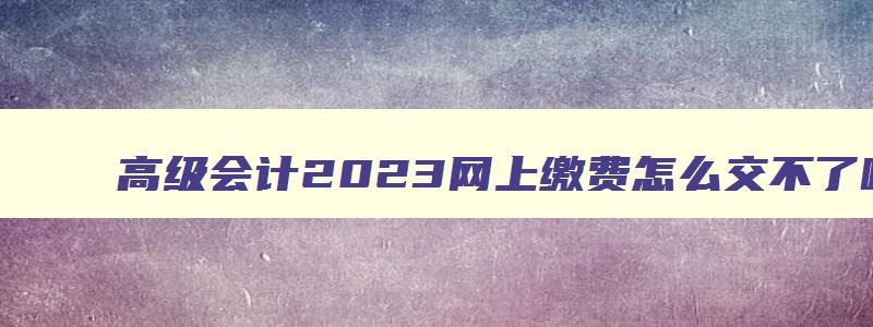 高级会计2023网上缴费怎么交不了呢,高级会计2023网上缴费怎么交不了呢