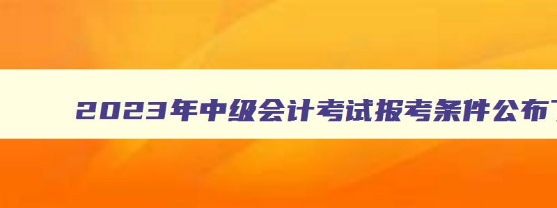 2023年中级会计考试报考条件公布了吗