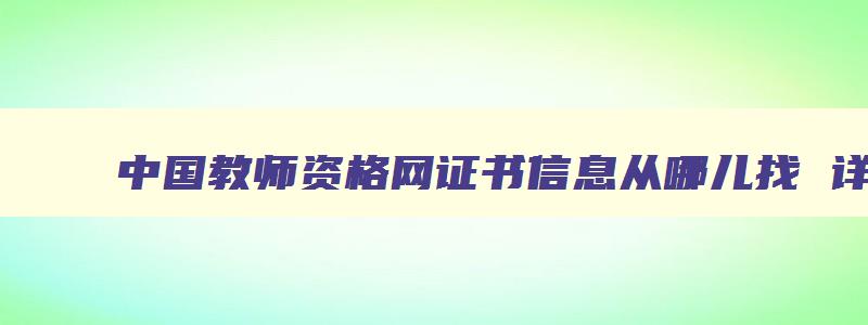 中国教师资格网证书信息从哪儿找