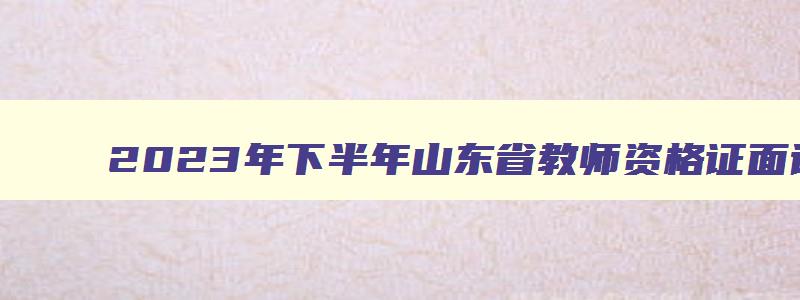 2023年下半年山东省教师资格证面试