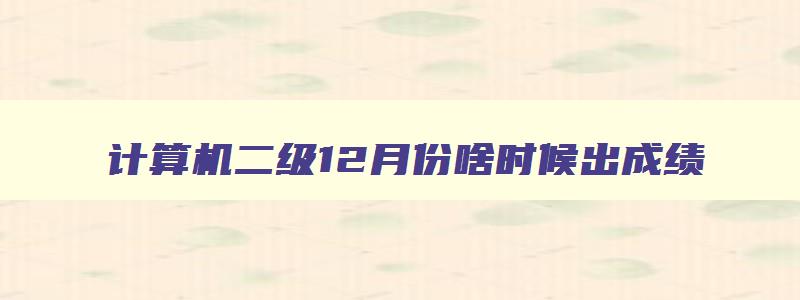 计算机二级12月份啥时候出成绩,计算机二级12月份成绩什么时候出