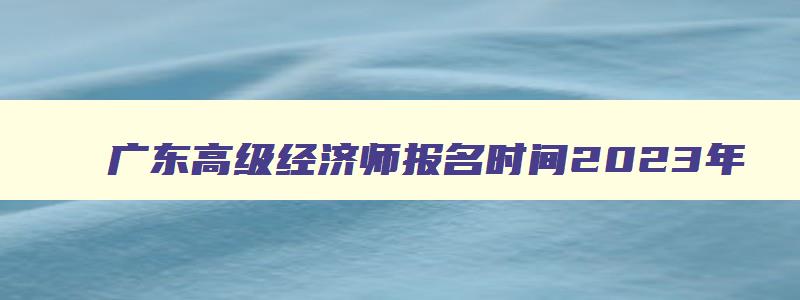 广东高级经济师报名时间2023年