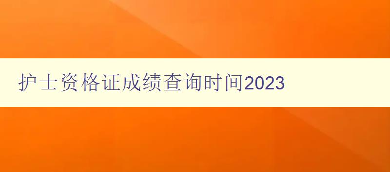 护士资格证成绩查询时间2023