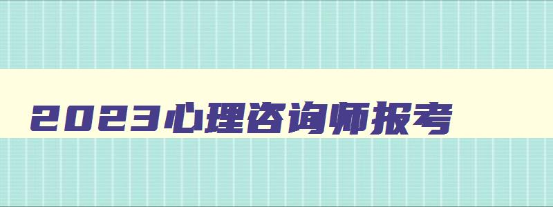 2023心理咨询师报考