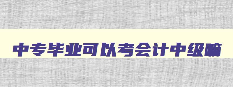 中专毕业可以考会计中级嘛