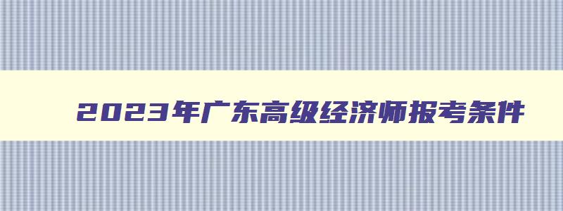 2023年广东高级经济师报考条件,广东高级经济师哪里报名