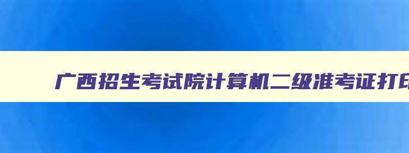 广西招生考试院计算机二级准考证打印,广西计算机二级打印准考证打印入口