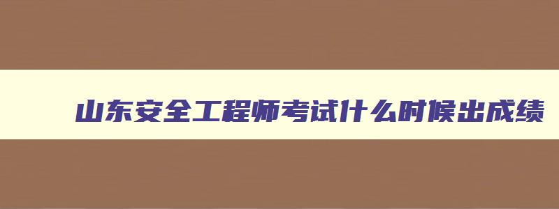 山东安全工程师考试什么时候出成绩