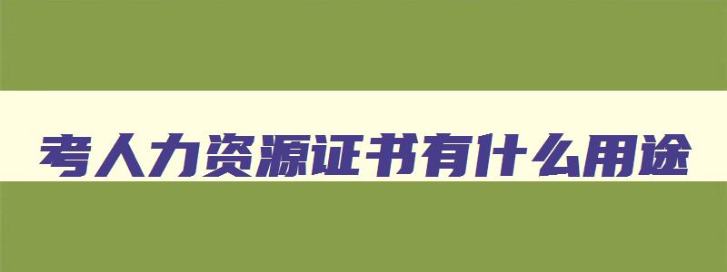 考人力资源证书有什么用途,考人力资源证书有什么用