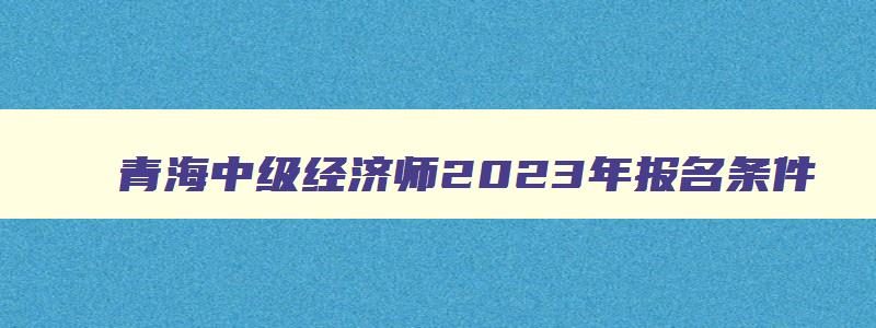 青海中级经济师2023年报名条件,青海中级经济师2023年报名