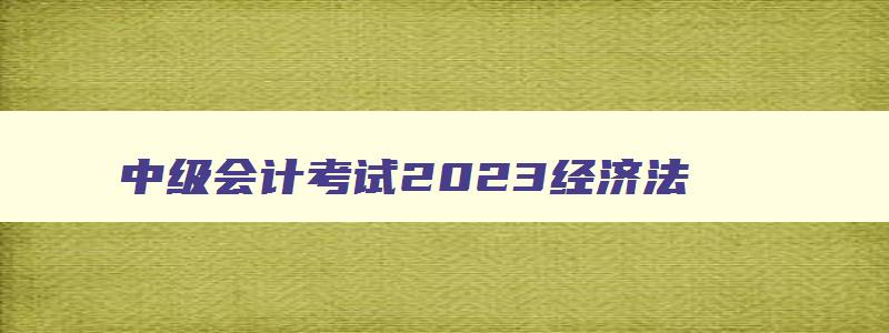 中级会计考试2023经济法