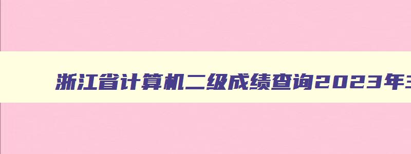 浙江省计算机二级成绩查询2023年3月,浙江省计算机二级成绩查询2023