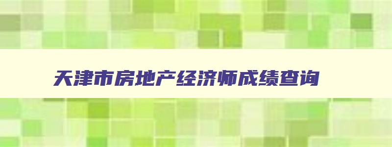 天津市房地产经济师成绩查询