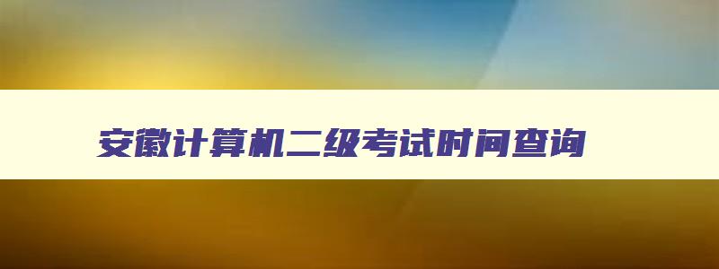 安徽计算机二级考试时间查询