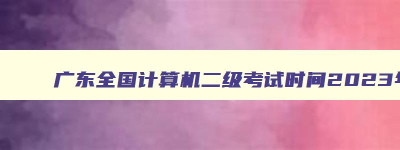 广东全国计算机二级考试时间2023年,2023广东省计算机二级考试时间是