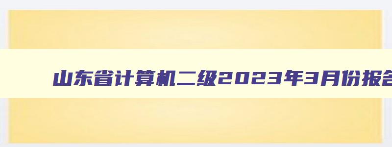 山东省计算机二级2023年3月份报名时间