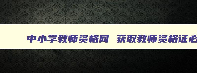 中小学教师资格网