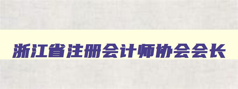 浙江省注册会计师协会会长,浙江省注册会计师