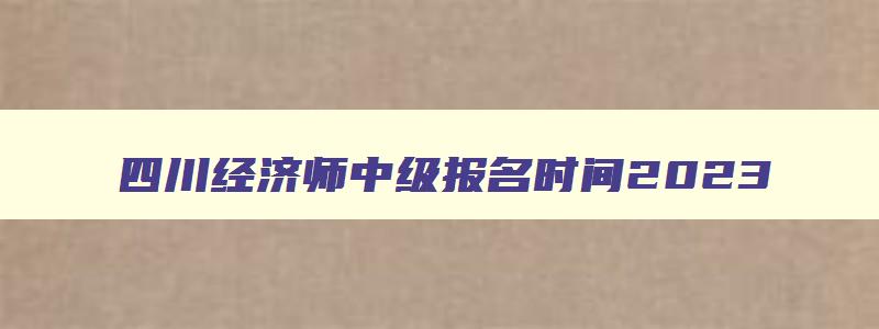 四川经济师中级报名时间2023