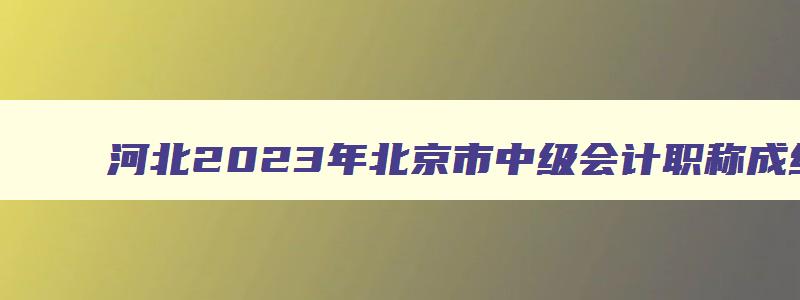 河北2023年北京市中级会计职称成绩何时公布啊